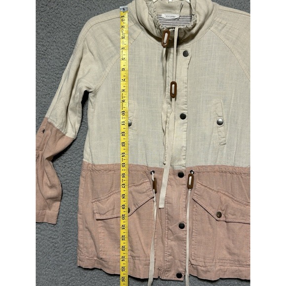 Blu Pepper Pink Beige Utility Jacket S Linen Neutral Beachy Casual Coastal - Picture 7 of 14